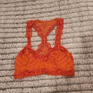 Orange and pink lace Free People bralette size XS.